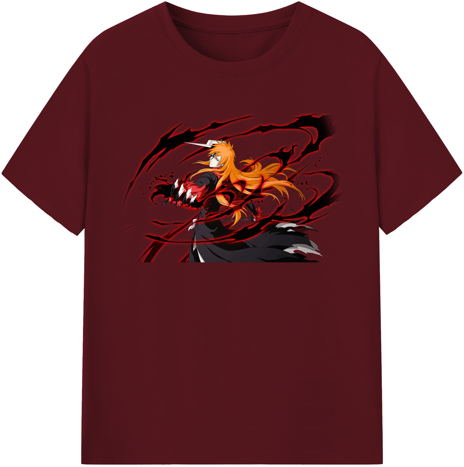 （画像用） ブリーチ 黒崎一護（くろさき いちご）BLEACH Kurosaki Ichigo 綿100％半袖Tシャツ（フロントプリント）